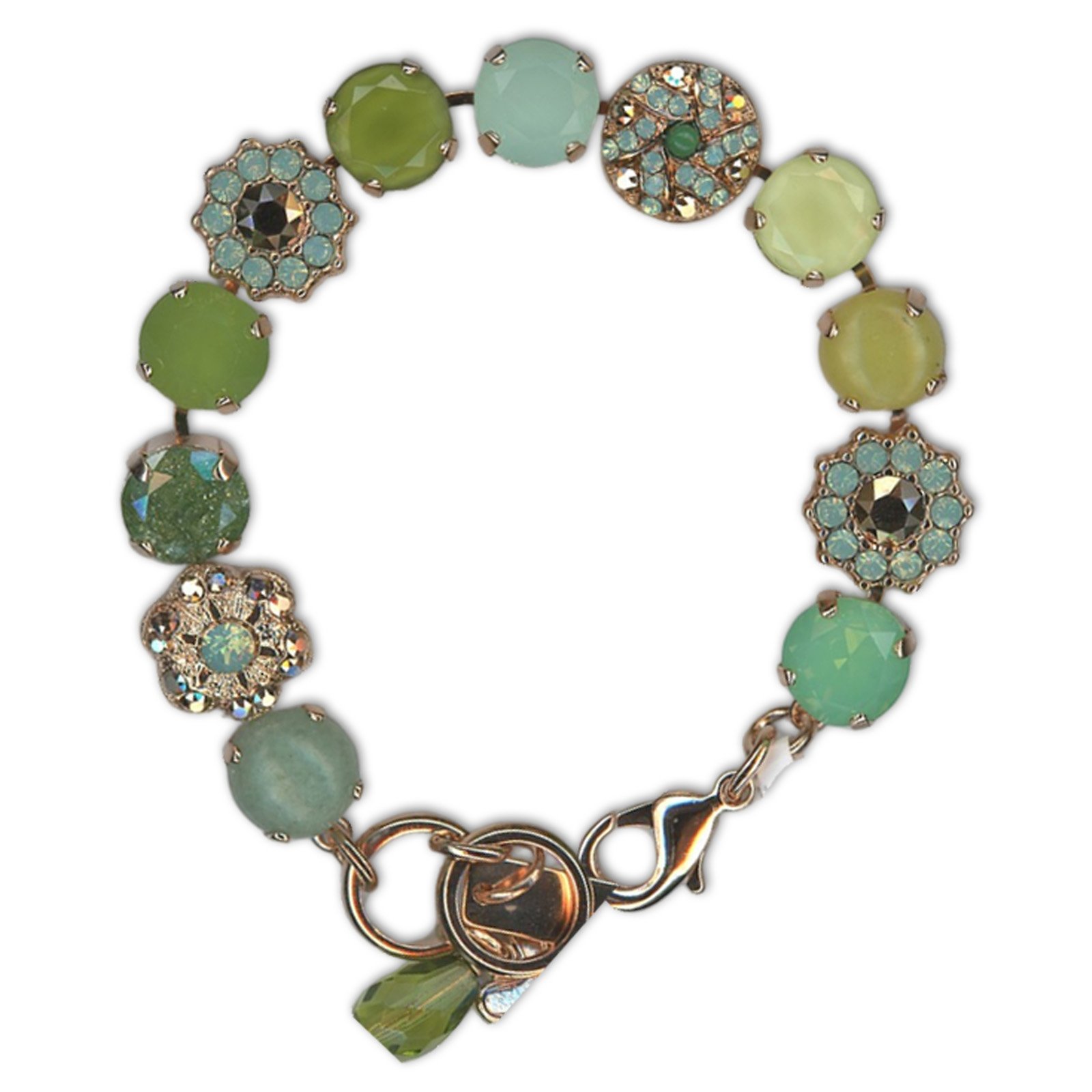 B-4259-M1113-RG (1) Bracelet by Mariana Woman Beautiful Jade Olive Mineral and Opal Swarovski Crystals - Image 1