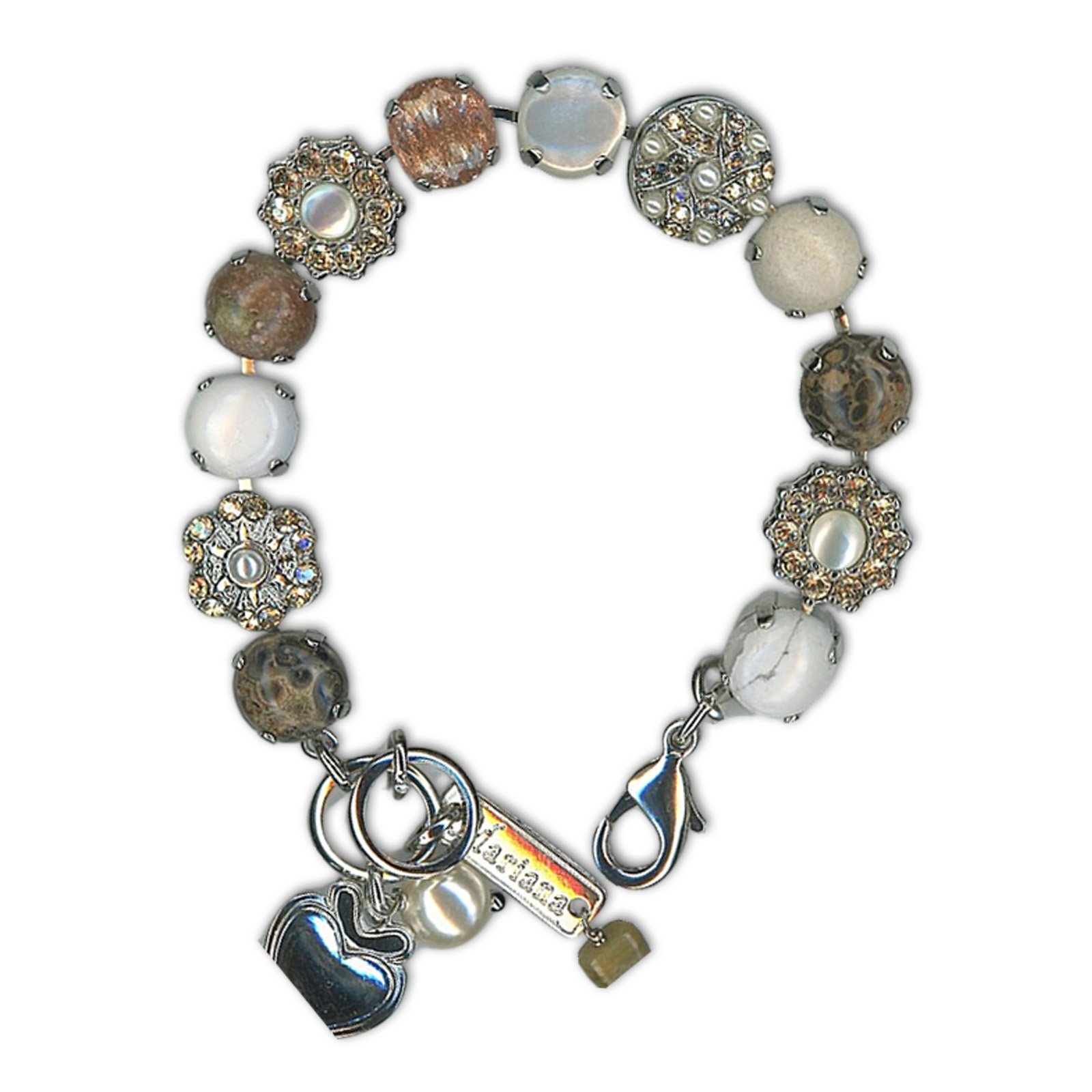 B-4259-M3102-RO (1) Bracelet by Mariana Woman Exquisite Riverstone Mineral and Golden Swarovski Crystals - Image 1