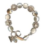 Bracelet by Mariana Woman Elegant White Turquoise Mineral and Pearl Swarovski Crystals - Image 2