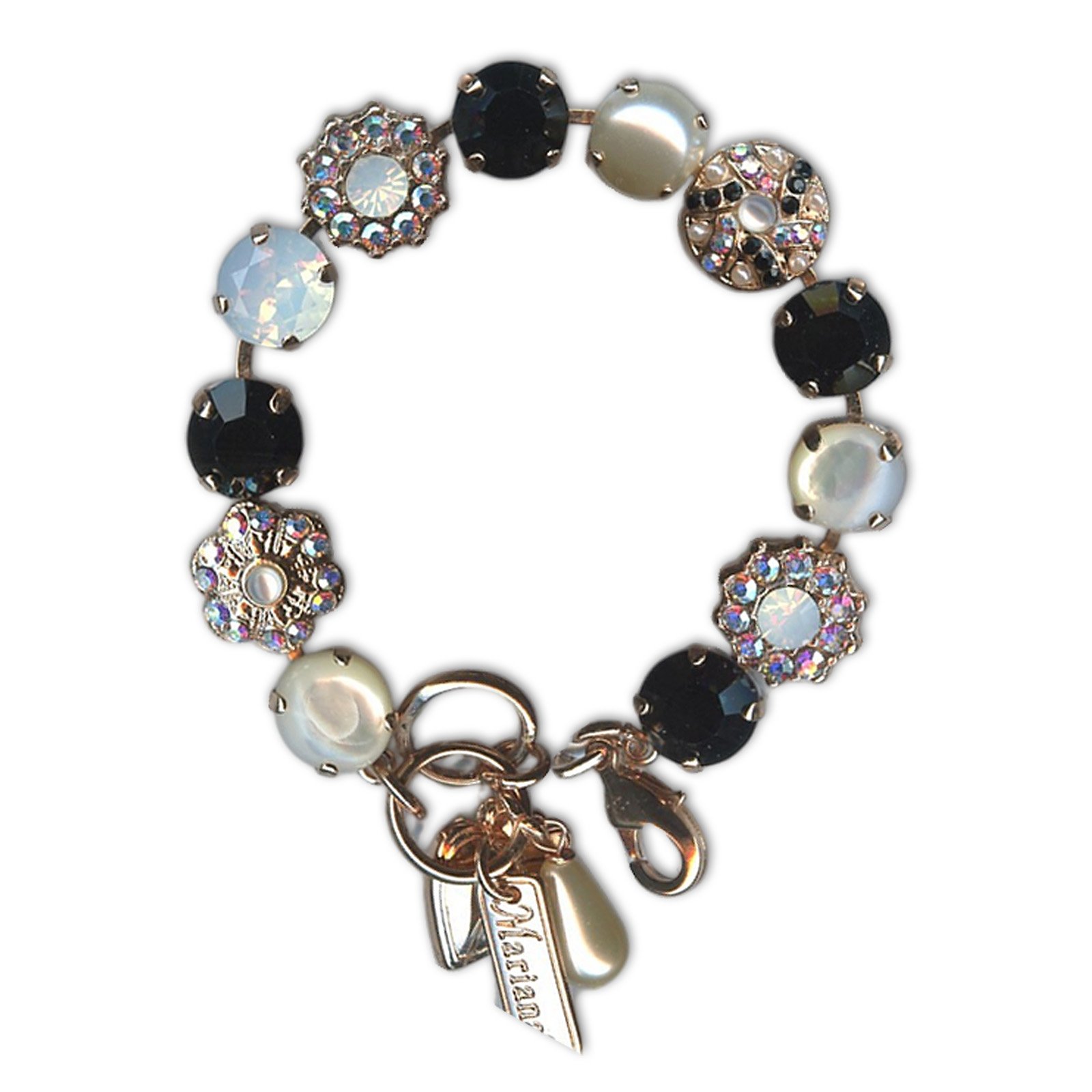 B-4259-M87280-RG (1) Bracelet by Mariana Woman Luxurious Pearl Mineral and Jet Swarovski Crystals - Image 1