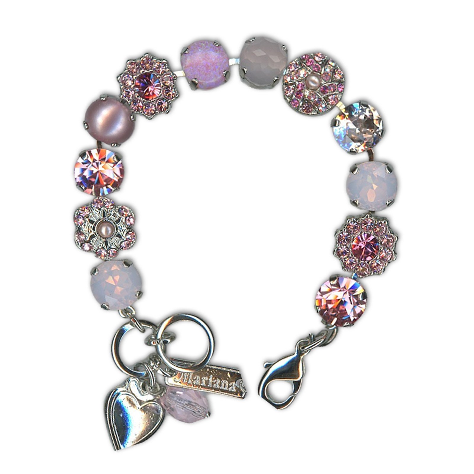 B-4259SO1-M1129-RO (1) Bracelet by Mariana Woman Beautiful Rose Quartz Mineral and Rose Swarovski Crystals - Image 1
