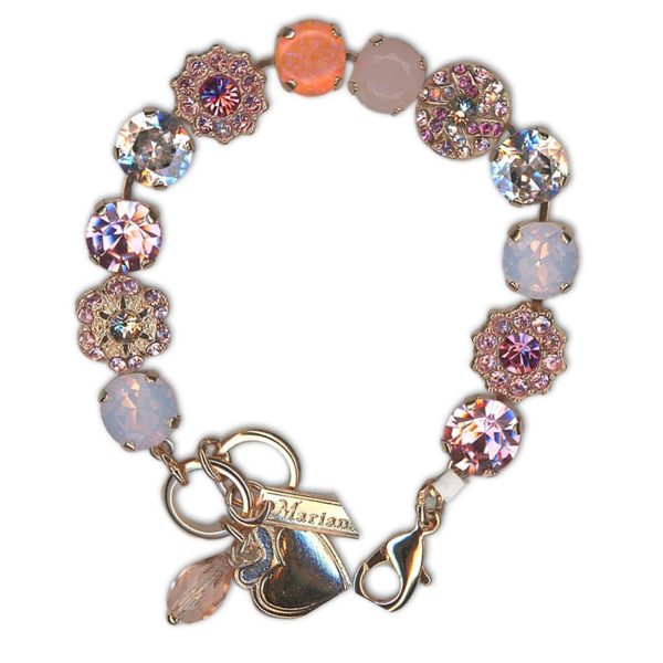 Bracelet by Mariana Woman Lovely Synthetic Opal Mineral and Rose Swarovski Crystals