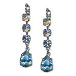 Earrings by Mariana Woman Dangling Aquamarine and Golden Swarovski Crystals - Image 2
