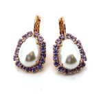 Earrings By Mariana Woman Classy Pearl and Violate Swarovski Crystals