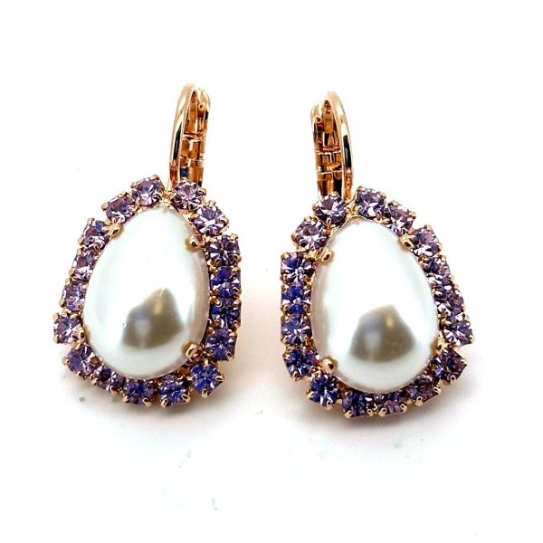 Earrings By Mariana Woman Classy Pearl and Violate Swarovski Crystals