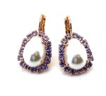 Earrings By Mariana Woman Classy Pearl and Violate Swarovski Crystals - Image 3