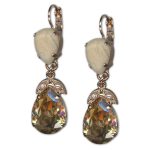 Earrings by Mariana Woman Sophisticated Riverstone Mineral and Golden Swarovski Crystals - Image 2