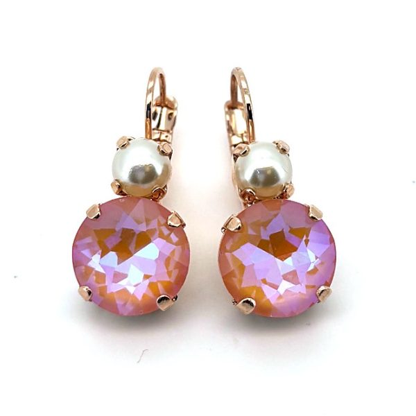 Earrings By Mariana Woman Sassy Pearl and Peach Swarovski Crystals