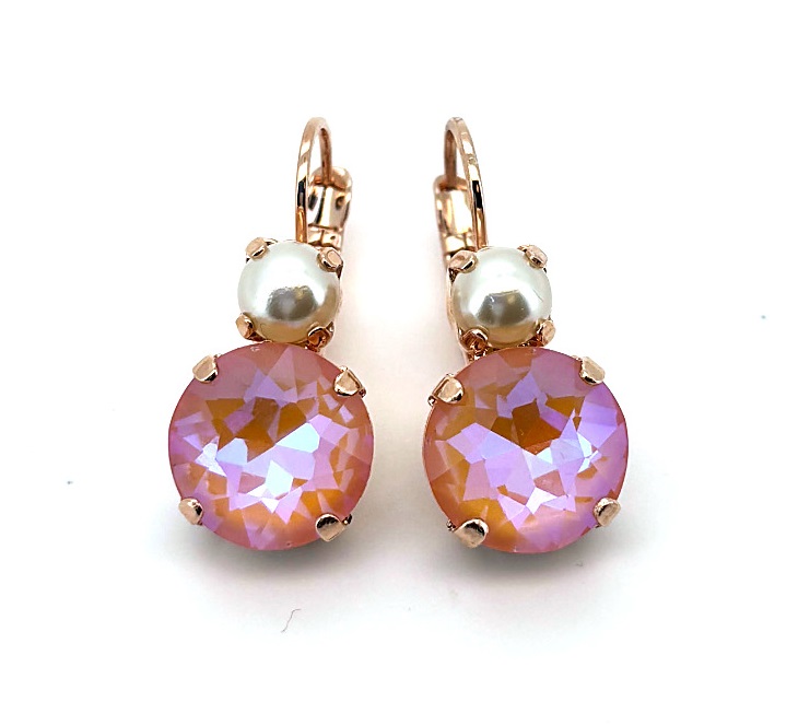E-1037R-30-139140-RG6 (3) Earrings By Mariana Woman Sassy Pearl and Peach Swarovski Crystals - Image 1