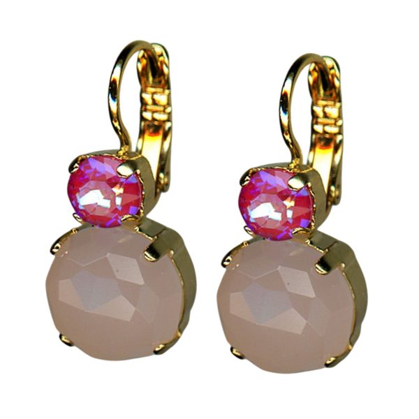 Earrings by Mariana Woman Lovely Rose Quartz Mineral and Blush Swarovski Crystals