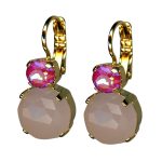 Earrings by Mariana Woman Lovely Rose Quartz Mineral and Blush Swarovski Crystals - Image 3
