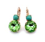Earrings By Mariana Woman Ethereal Turquoise Mineral and Peridot Swarovski Crystals - Image 4