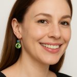Earrings By Mariana Woman Ethereal Turquoise Mineral and Peridot Swarovski Crystals - Image 3