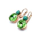 Earrings By Mariana Woman Ethereal Turquoise Mineral and Peridot Swarovski Crystals