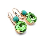 Earrings By Mariana Woman Ethereal Turquoise Mineral and Peridot Swarovski Crystals - Image 2