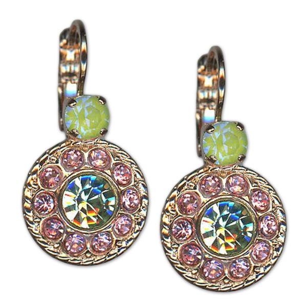 Earrings by Mariana Woman Sassy Limecicle and Rose Swarovski Crystals