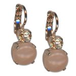 Earrings by Mariana Woman Lovely Rose Quartz Mineral and Golden Swarovski Crystals - Image 3