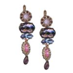 Earrings by Mariana Woman Glamorous Amethyst and Pink Swarovski Crystals