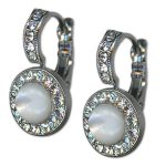 Earrings by Mariana Woman Charming White Shell Mineral and Clear Swarovski Crystals - Image 2