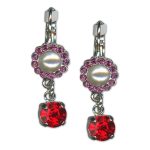 Earrings by Mariana Woman Stunning Siam and Pearl Swarovski Crystals - Image 3