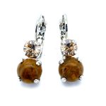 Earrings By Mariana Woman Gorgeous Riverstone Mineral and Golden Swarovski Crystals