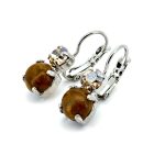Earrings By Mariana Woman Gorgeous Riverstone Mineral and Golden Swarovski Crystals - Image 2