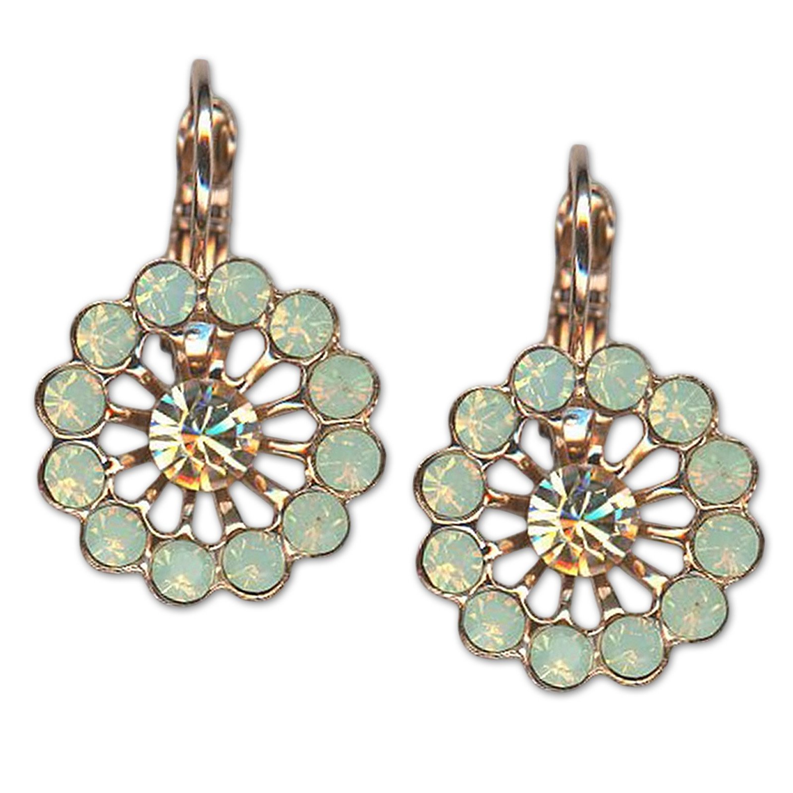E-1195-1-5017-RG6 (1) Earrings by Mariana Woman Floral Chrysolite and Golden Swarovski Crystals - Image 1