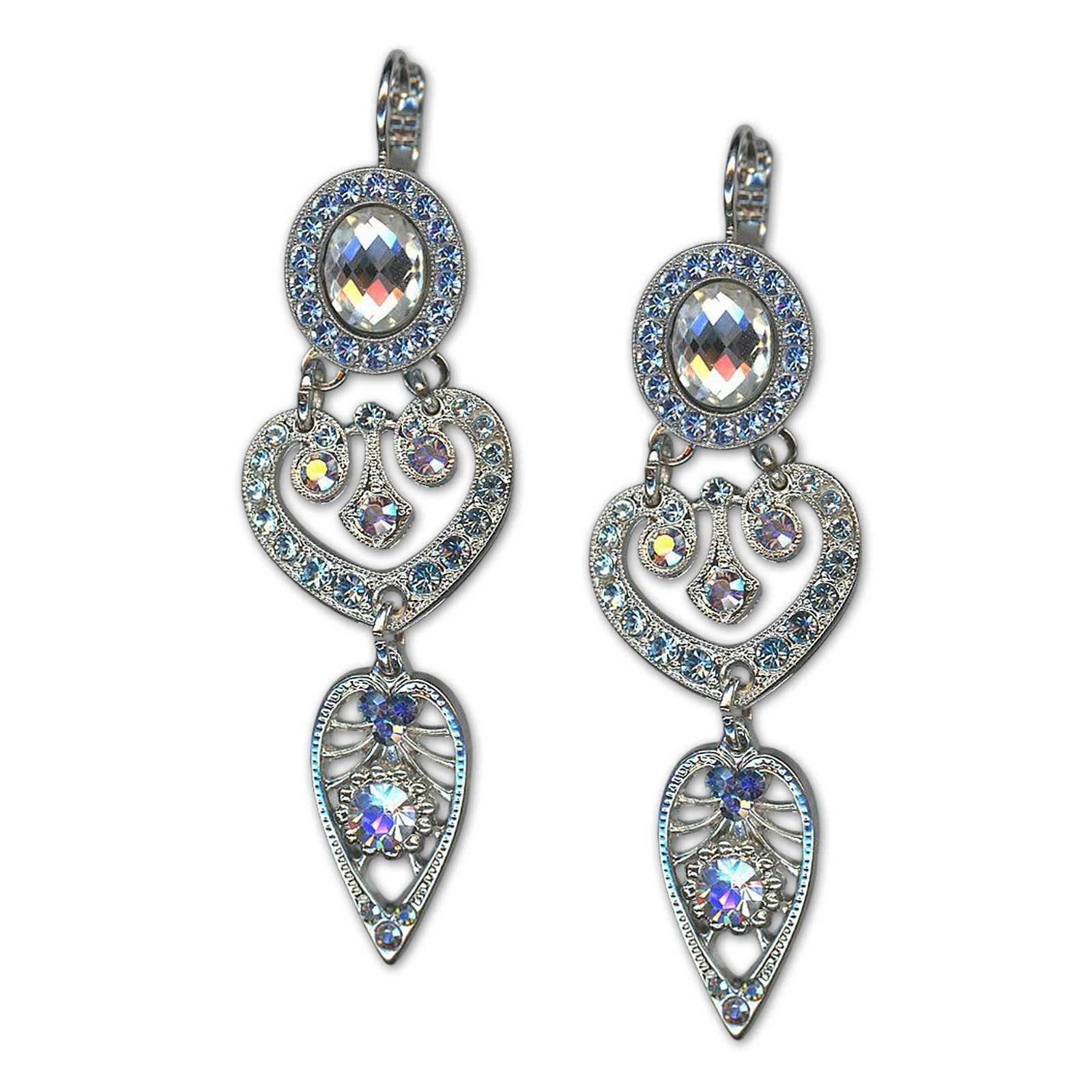 E-1423-1-5002-RO6 (1) Earrings by Mariana Woman Sophisticated Clear and Aquamarine Swarovski Crystals - Image 1