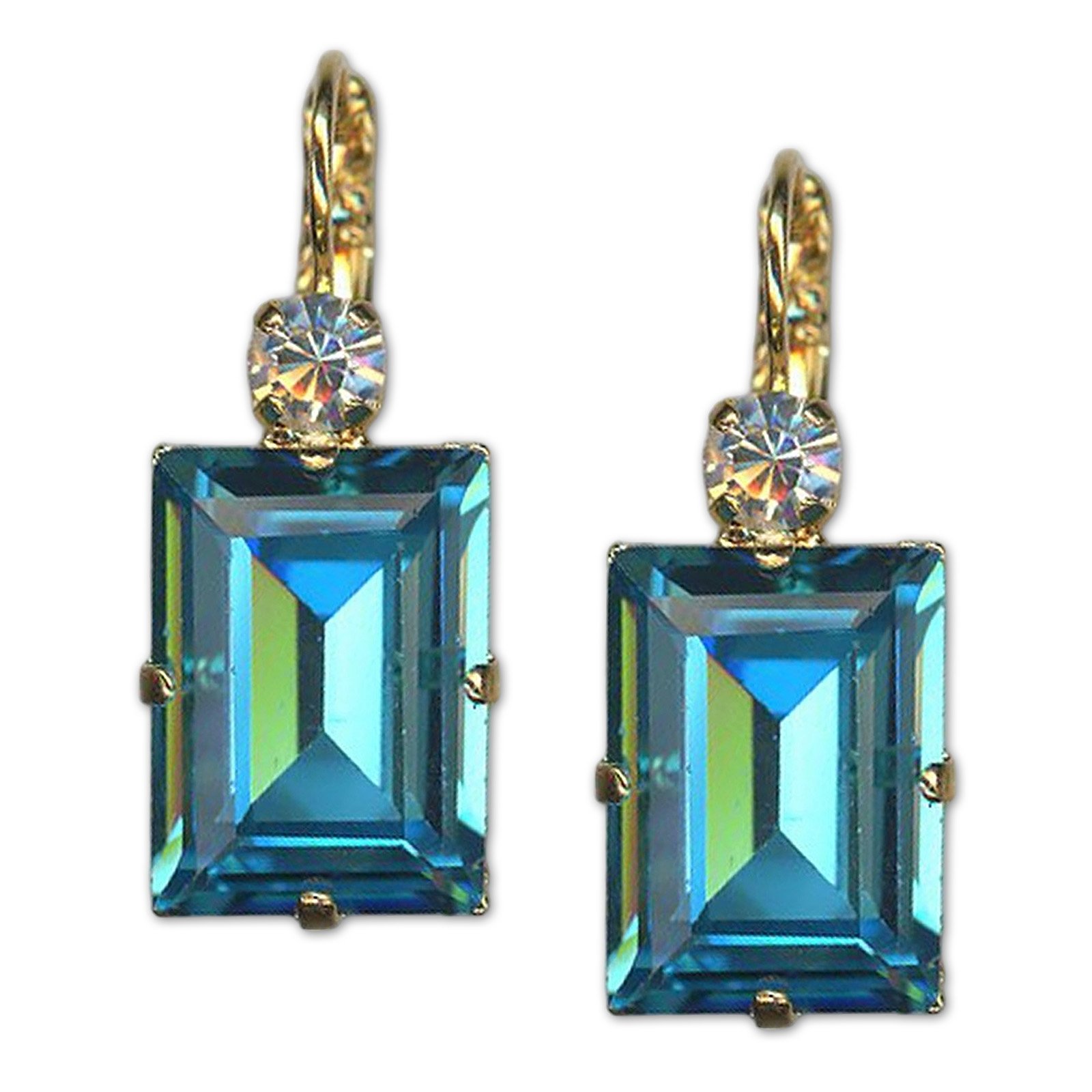 E-1529-0-MOL263-YG6 (1) Earrings by Mariana Woman Elegant Turquoise and Moonlight Swarovski Crystals - Image 1