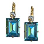 Earrings by Mariana Woman Elegant Turquoise and Moonlight Swarovski Crystals - Image 3