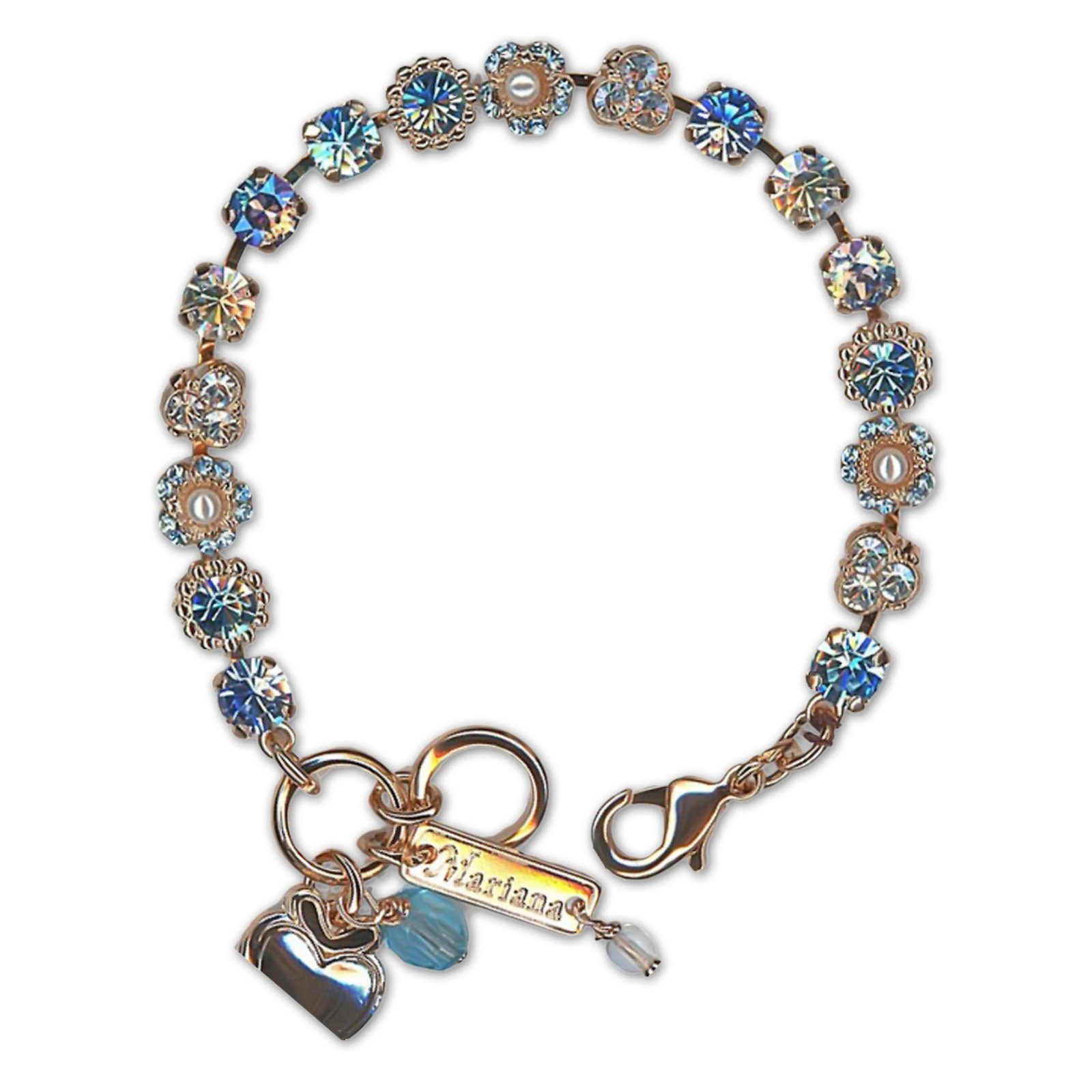 B-4028-5002-YG (1) Bracelet by Mariana Woman Adorable Sapphire and Pearl Swarovski Crystals - Image 1