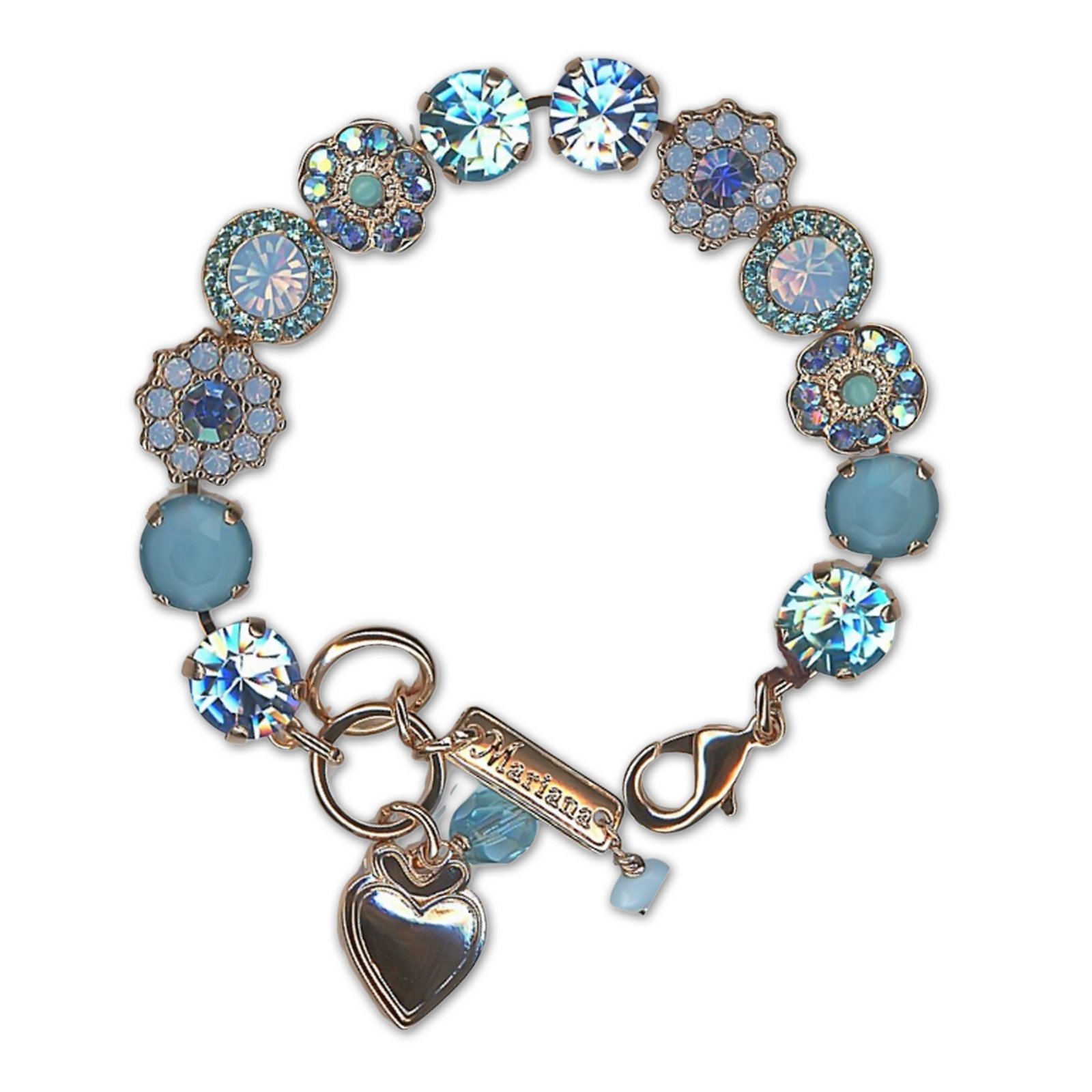 B-4045-2-285-1-RG (1) Bracelet by Mariana Woman Charming Aquamarine and Opal Swarovski Crystals - Image 1