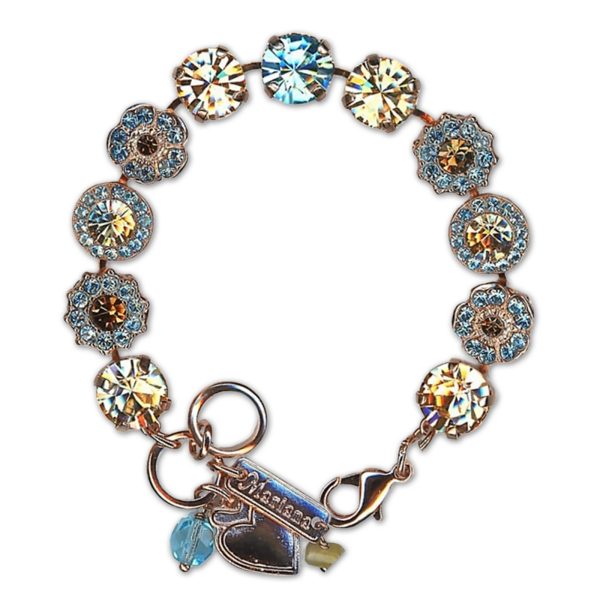 Bracelet by Mariana Woman Charming Golden and Aquamarine Swarovski Crystals