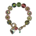 Bracelet by Mariana Woman Beautiful Rose and Olivine Swarovski Crystals
