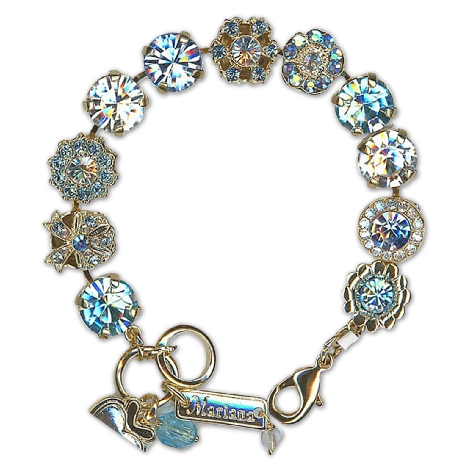 B-4088-5002-YG (1) Bracelet by Mariana Woman Charming Aquamarine and Vitral Light Swarovski Crystals - Image 1