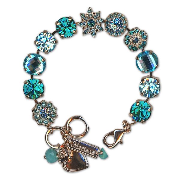 Bracelet by Mariana Woman Elegant Zircon and Aquamarine Swarovski Crystals