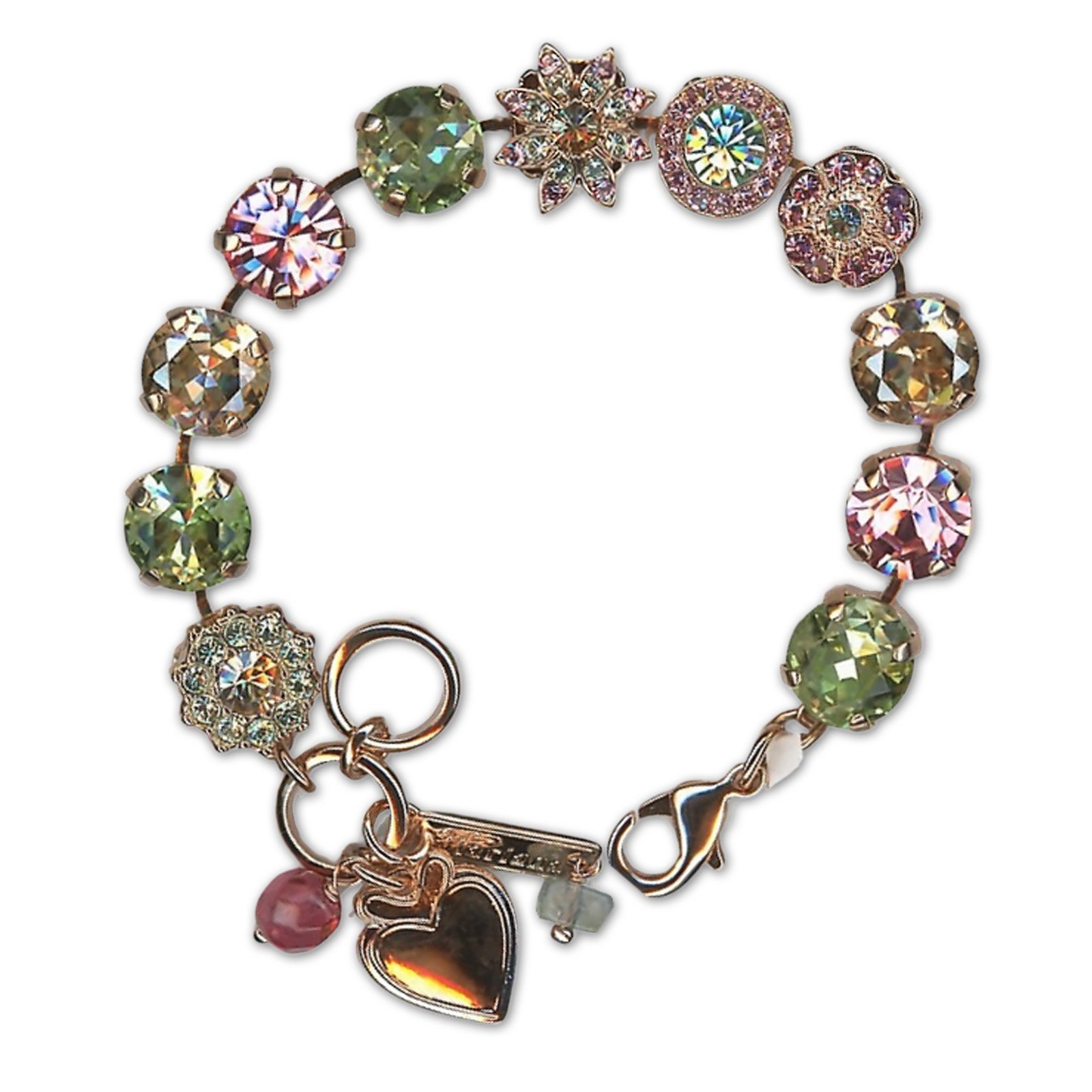 B-4090-2-6005-RG (2) Bracelet by Mariana Woman Lovely Rose and Chrysolite Swarovski Crystals - Image 1