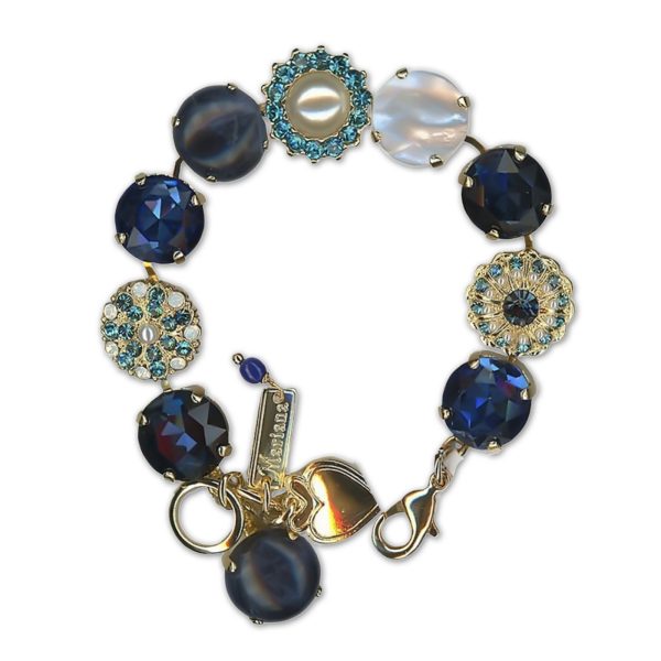 Bracelet by Mariana Woman Luxurious White Shell Mineral and Sapphire Swarovski Crystals