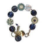 Bracelet by Mariana Woman Luxurious White Shell Mineral and Sapphire Swarovski Crystals - Image 2
