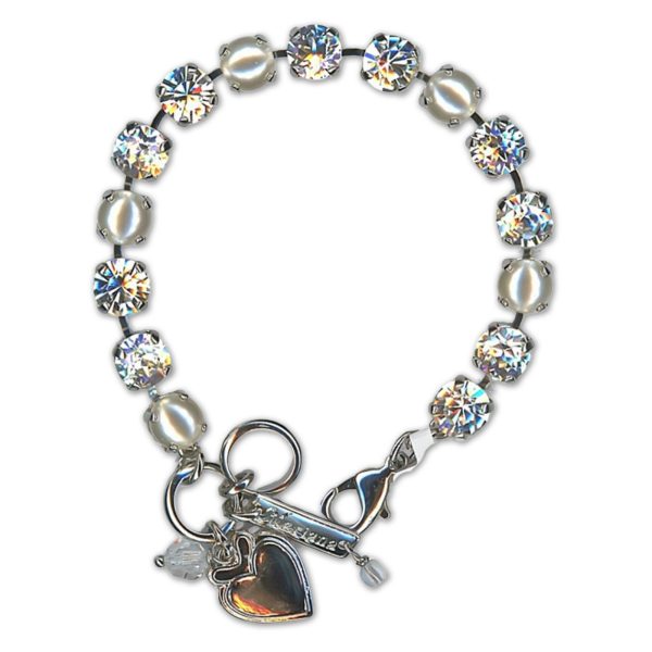 Bracelet by Mariana Woman Classy Pearl and Clear Swarovski Crystals