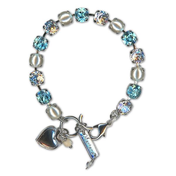 Bracelet by Mariana Woman Beautiful Pearl and Aquamarine Swarovski Crystals