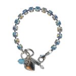 Bracelet by Mariana Woman Dainty Aquamarine and Moonlight Swarovski Crystals - Image 2