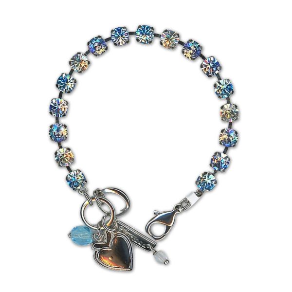 Bracelet by Mariana Woman Dainty Aquamarine and Moonlight Swarovski Crystals