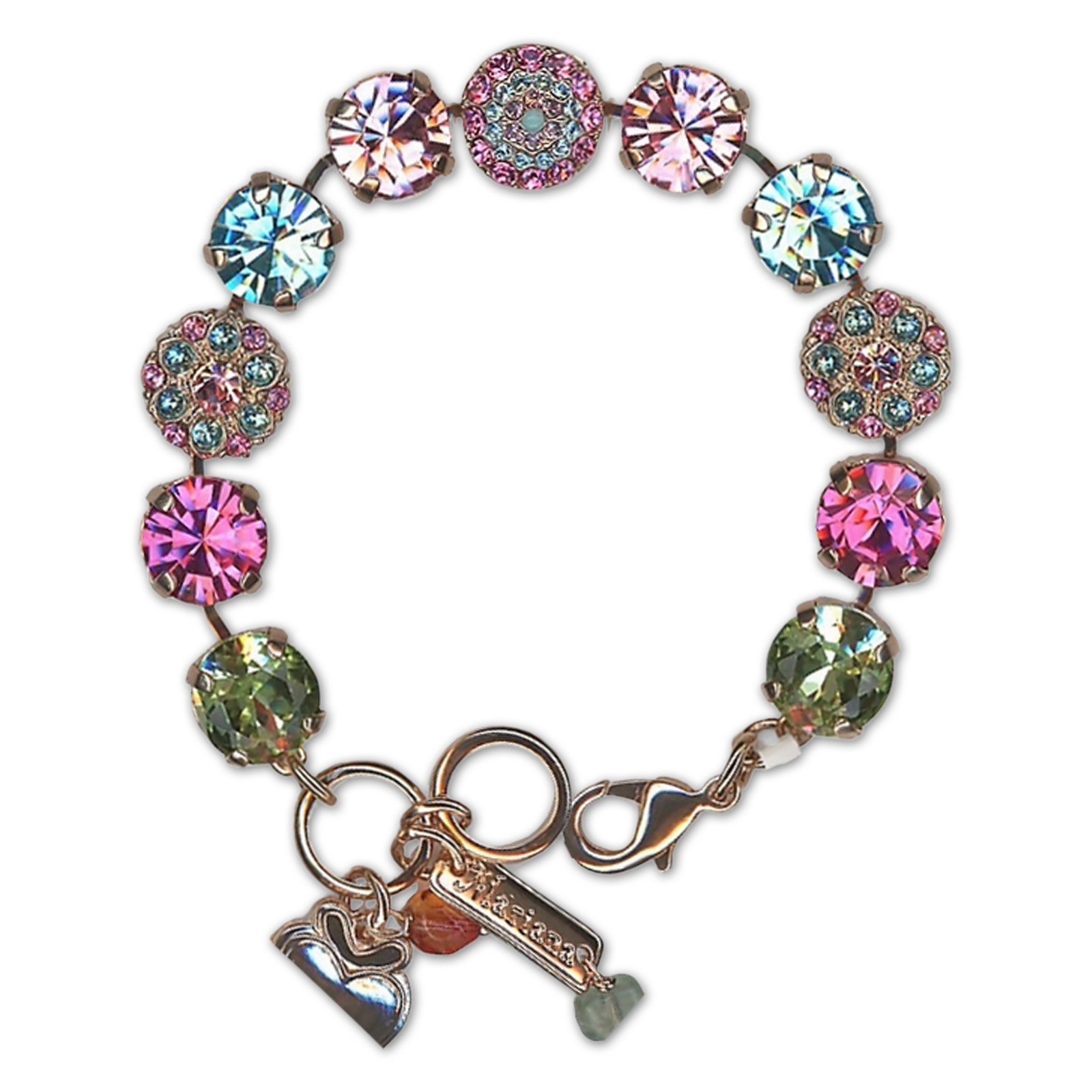 B-4501-1-5003-RG (1) Bracelet by Mariana Woman Charming Rose and Turquoise Swarovski Crystals - Image 1