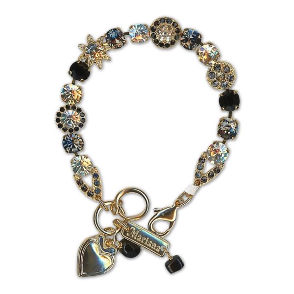 Bracelet by Mariana Woman Elegant Jet and Moonlight Swarovski Crystals