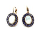 Earrings By Mariana Woman Elegant White Pearl Mineral and Tanzanite Swarovski Crystals