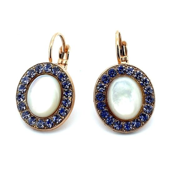 Earrings By Mariana Woman Elegant White Pearl Mineral and Tanzanite Swarovski Crystals