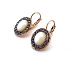 Earrings By Mariana Woman Elegant White Pearl Mineral and Tanzanite Swarovski Crystals - Image 3
