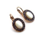 Earrings By Mariana Woman Elegant White Pearl Mineral and Tanzanite Swarovski Crystals - Image 2