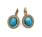 Earrings By Mariana Woman Stylish Turquoise Mineral and Chrysolite Swarovski Crystals